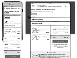 Wireframe for tablet/mobile view